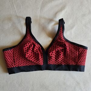 Cacique Wireless Bra 40C Polka Dot Red and Black